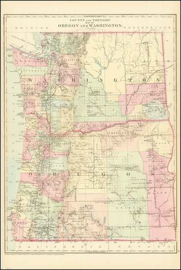 35-Oregon and Washington Map By Samuel Augustus Mitchell Jr.