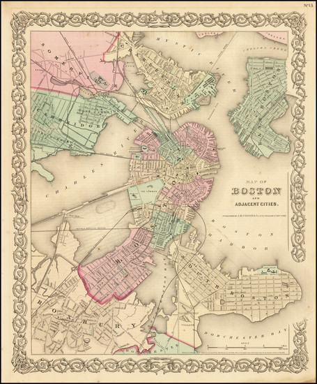 98-Boston Map By Joseph Hutchins Colton