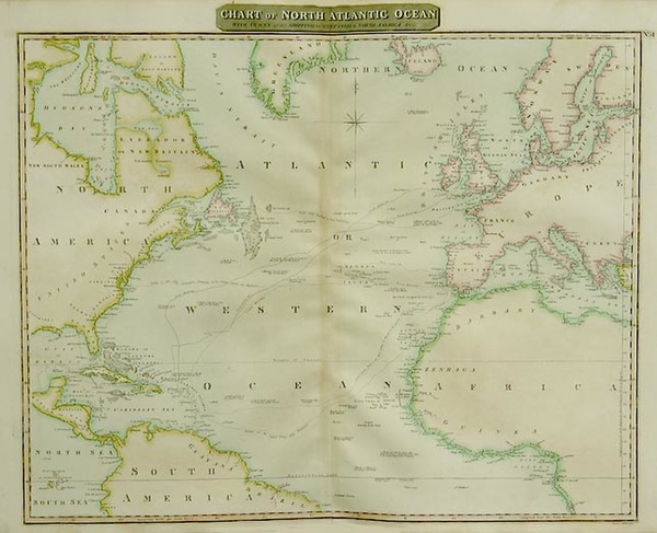 24-World, Atlantic Ocean, North America and Caribbean Map By John Thomson