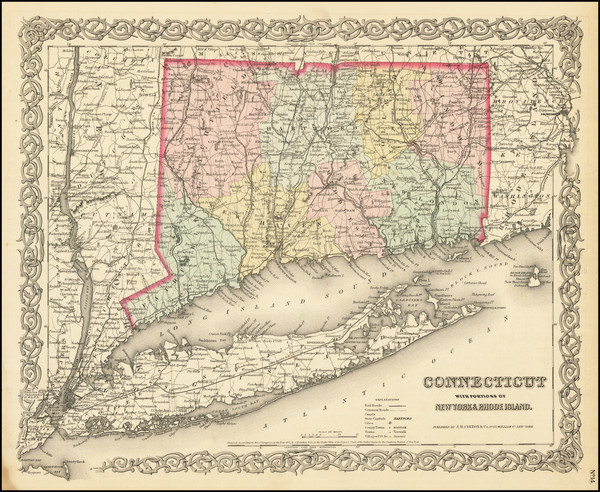 8-Connecticut Map By Joseph Hutchins Colton