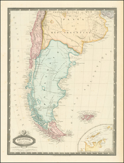50-Polar Maps, Argentina and Chile Map By F.A. Garnier