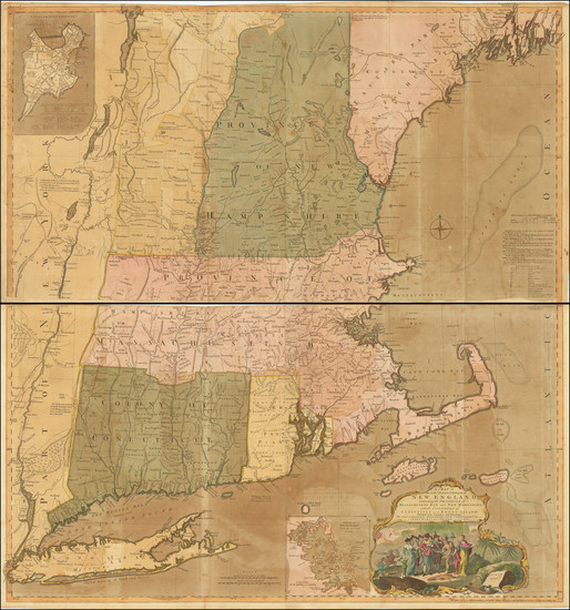 6-New England and American Revolution Map By Thomas Jefferys / Bradock Mead