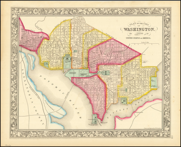 1-Washington, D.C. Map By Samuel Augustus Mitchell Jr.