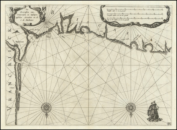 73-Spain and Grand Sud-Ouest Map By Willem Janszoon Blaeu