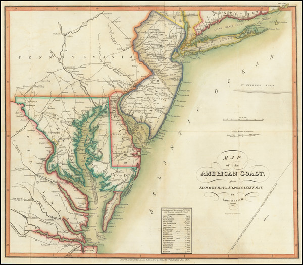 97-Mid-Atlantic, New Jersey, Pennsylvania, Maryland, Delaware and Virginia Map By John Melish