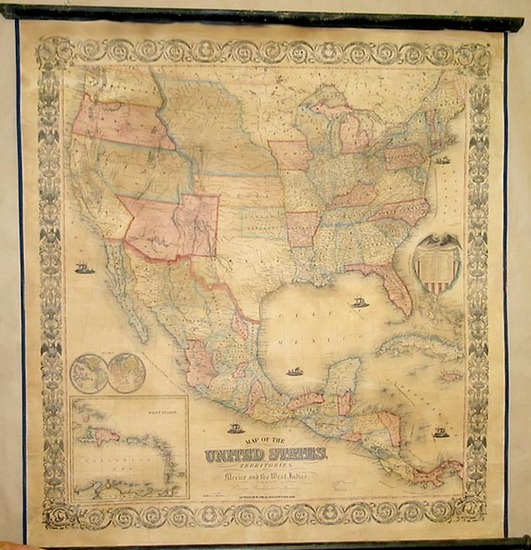 92-United States and Mexico Map By Ensign, Bridgeman & Fanning