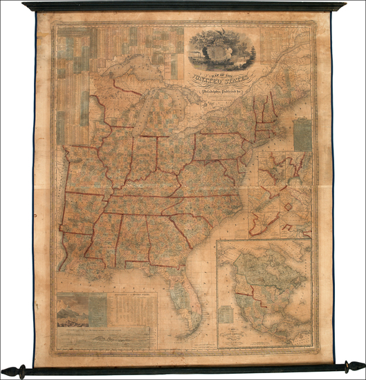 90-United States, Texas and North America Map By Samuel Augustus Mitchell