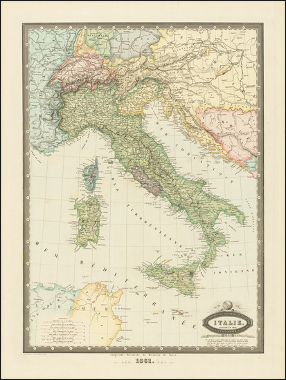 92-Italy Map By F.A. Garnier