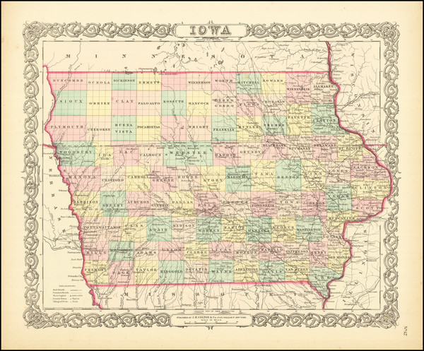 11-Iowa Map By Joseph Hutchins Colton
