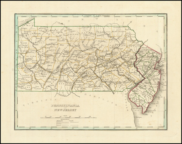 49-New Jersey and Pennsylvania Map By Thomas Gamaliel Bradford