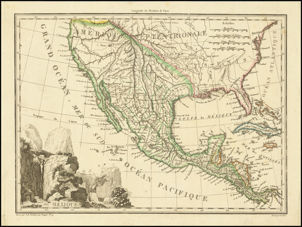 65-Southwest, Utah, Rocky Mountains, Utah, Mexico and California Map By Conrad Malte-Brun