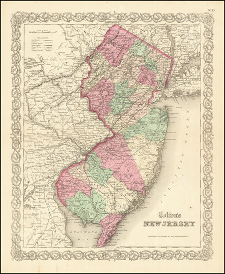 27-New Jersey Map By Joseph Hutchins Colton