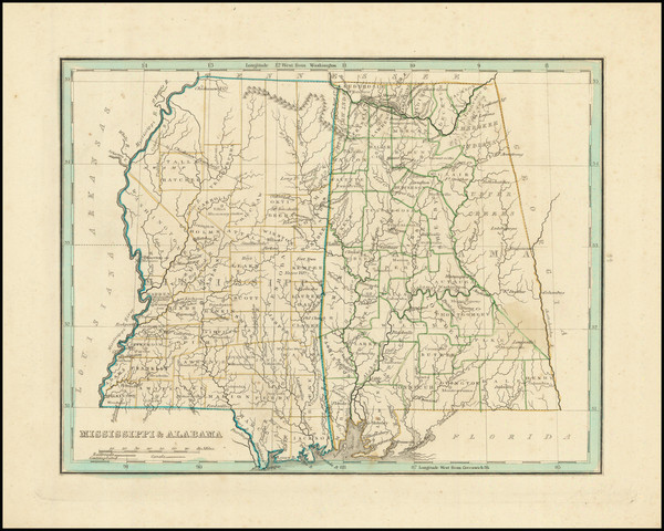 1-Alabama and Mississippi Map By Thomas Gamaliel Bradford