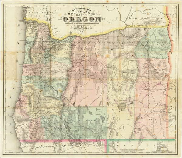 86-Oregon Map By J.K. Gill & Co.