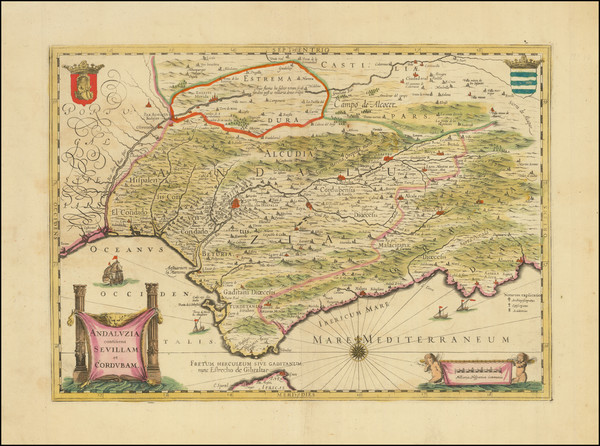 35-Spain Map By Henricus Hondius