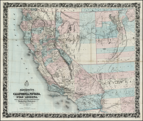 90-Southwest, Rocky Mountains and California Map By H.H. Bancroft & Company / William H. Knigh