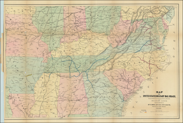 3-United States, South, Southeast, Midwest and Civil War Map By Julius Bien