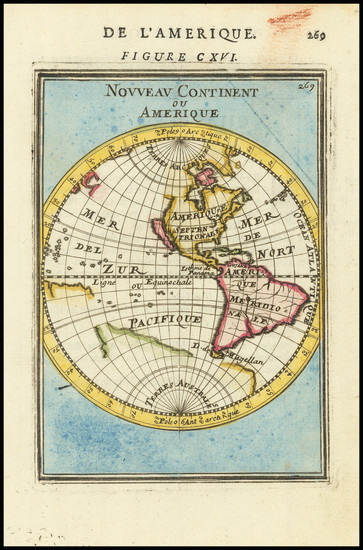 95-Western Hemisphere, California as an Island and America Map By Alain Manesson Mallet