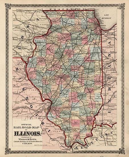 70-Midwest Map By H.H. Lloyd / Warner & Beers