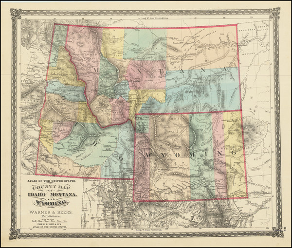 91-Idaho, Montana and Wyoming Map By H.H. Lloyd