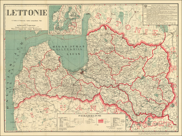 71-Baltic Countries Map By Institut cartographique Riga