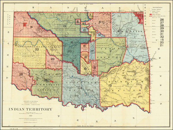 93-Oklahoma & Indian Territory Map By U.S. General Land Office