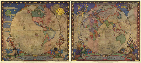 88-World and Pictorial Maps Map By Newell Convers Wyeth