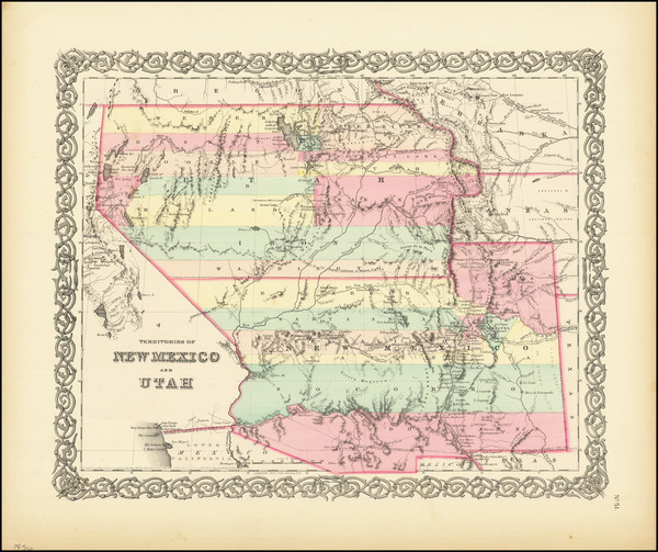 20-Arizona, Colorado, Utah, Nevada, New Mexico, Colorado and Utah Map By Joseph Hutchins Colton