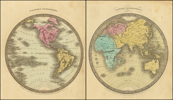 19-World, Eastern Hemisphere and Western Hemisphere Map By David Hugh Burr