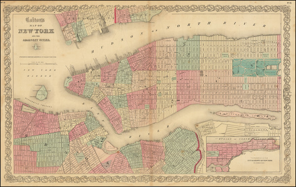 16-New York City Map By Joseph Hutchins Colton