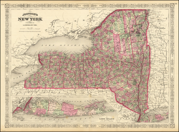 91-New York State Map By Alvin Jewett Johnson