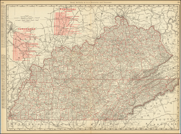 16-Kentucky and Tennessee Map By Rand McNally & Company