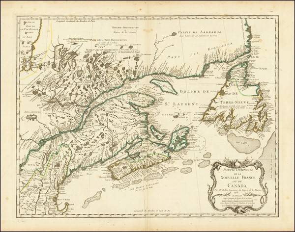 12-New England and Eastern Canada Map By Jacques Nicolas Bellin