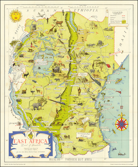 31-East Africa and Pictorial Maps Map By D.O. Mathews / East Africa Tourist Travel Association