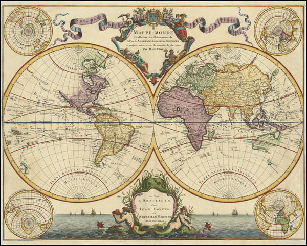 82-World Map By Johannes Covens  &  Cornelis Mortier