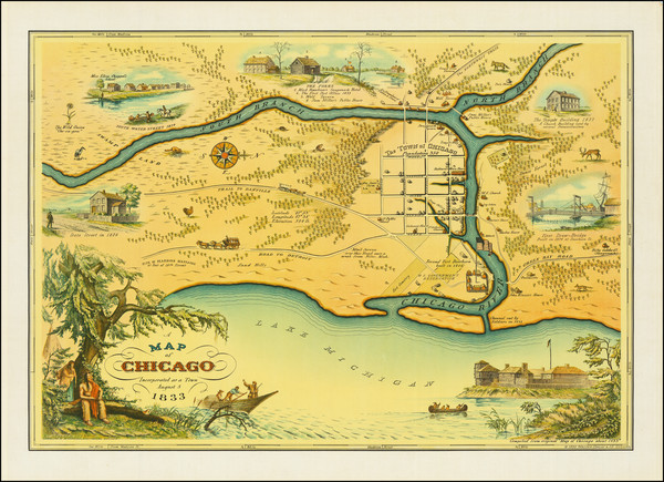 27-Pictorial Maps and Chicago Map By D. E. Stelzer  &  Walter Conley