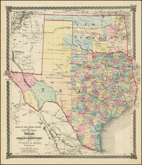 62-Texas and Oklahoma & Indian Territory Map By H.H. Lloyd