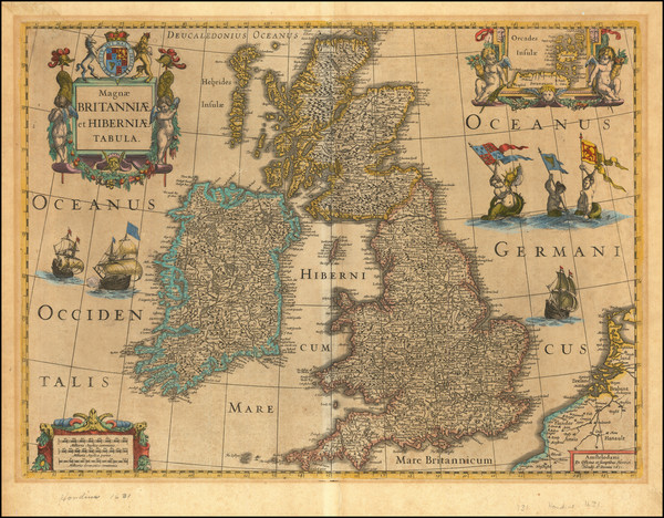 61-British Isles Map By Henricus Hondius