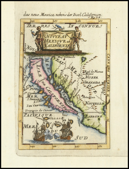 16-Baja California, California and California as an Island Map By Alain Manesson Mallet