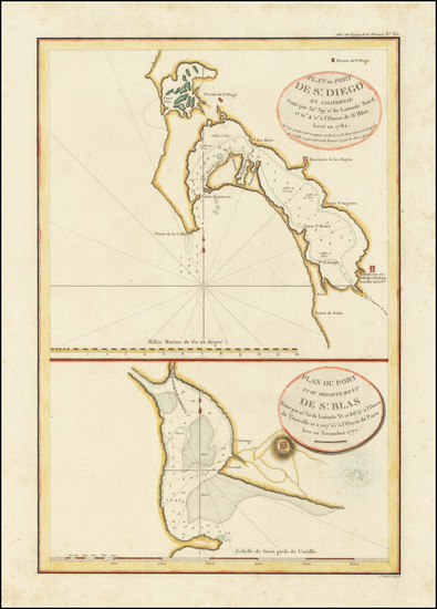 57-Mexico and San Diego Map By Jean Francois Galaup de La Perouse