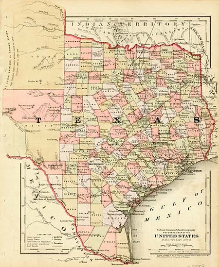 32-Texas Map By G.W.  & C.B. Colton