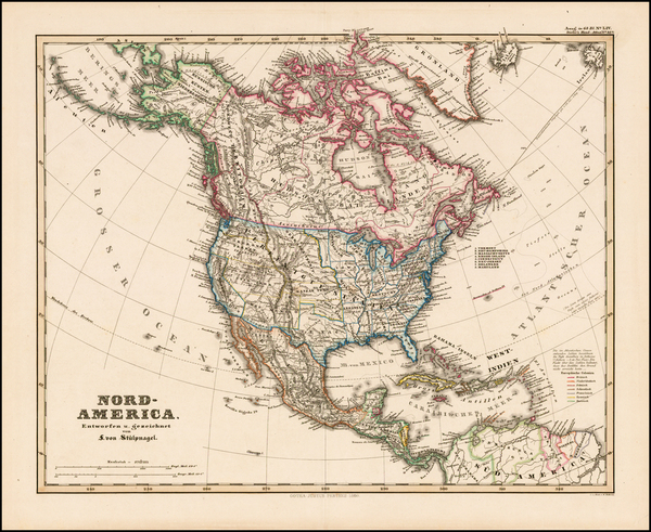 96-North America Map By Adolf Stieler