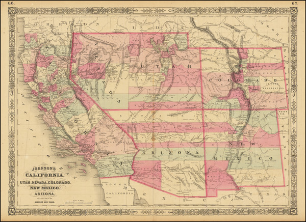 16-Southwest, Arizona, Colorado, Utah, Nevada, New Mexico, Rocky Mountains, Colorado and Utah Map 