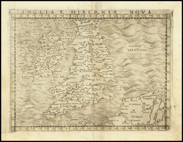 1-British Isles, England, Scotland and Ireland Map By Giacomo Gastaldi