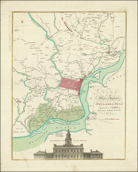 24-Philadelphia Map By Mathais Albrecht Lotter / Scull & Heap