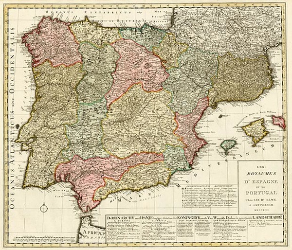 37-Europe, Spain and Portugal Map By Jan Barend Elwe