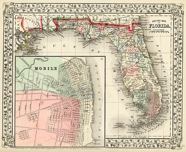 3-Southeast Map By Samuel Augustus Mitchell Jr.