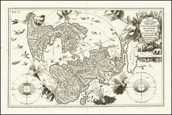 64-World and California as an Island Map By Heinrich Scherer