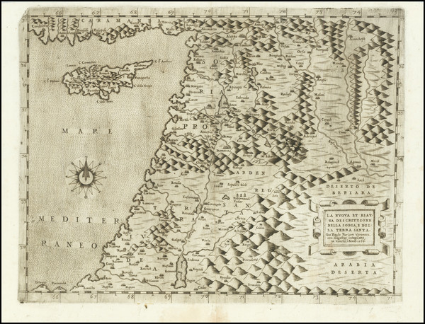 58-Cyprus and Holy Land Map By Paolo Forlani