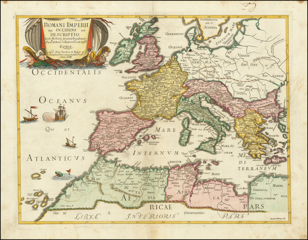 52-Europe, Italy and Mediterranean Map By Joan Jacobum de Rubeis / Michel-Antoine Baudrand 